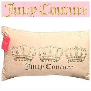 Juicy Couture Home Gothic Rhinestone Logo Crown Decorative Pillow